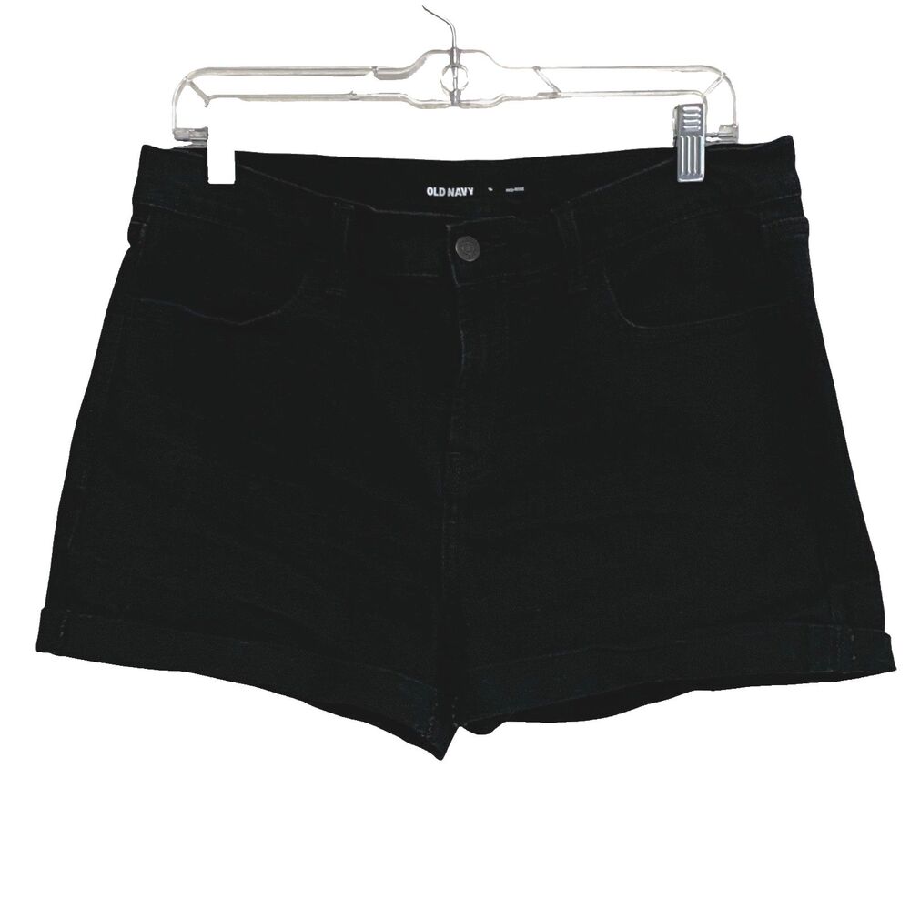 Old Navy Jeans Shorts Womens Size 8 Black Cuffed Mid-Rise 5-Pocket 2” Inseam